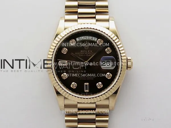 Day Date 128238 36mm RG KF 1:1 Best Edition Brown Ombre Dial Diamond Marker On President Bracelet A2836 (Gain Weight)