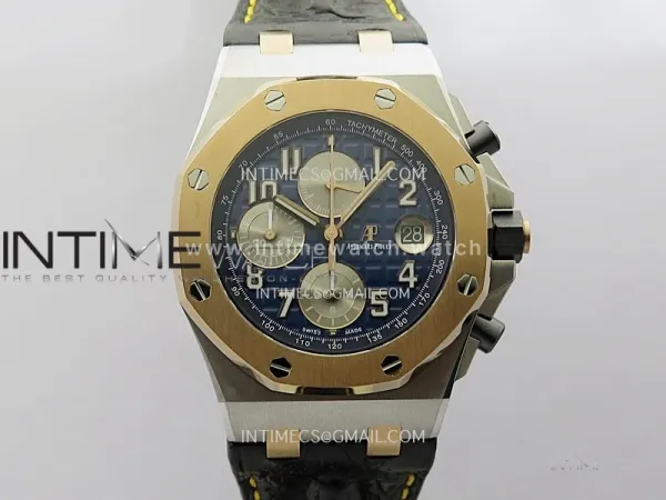Royal Oak Offshore 42mm SS/RG TKF Best Edition Blue Dial On Black Leather Strap Asian 3126