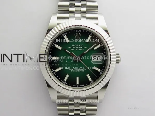 DateJust 41mm 126334 904 SS QF V2 1:1 Green Ombre Dial Stick Marker On Jubilee Bracelet SH3235 (Free Sprung)
