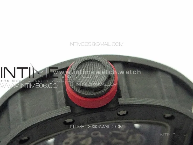 RM055 Real Forged Carbon Case KUF Best Edition Red Crown on White Nylon Strap MIYOTA8215