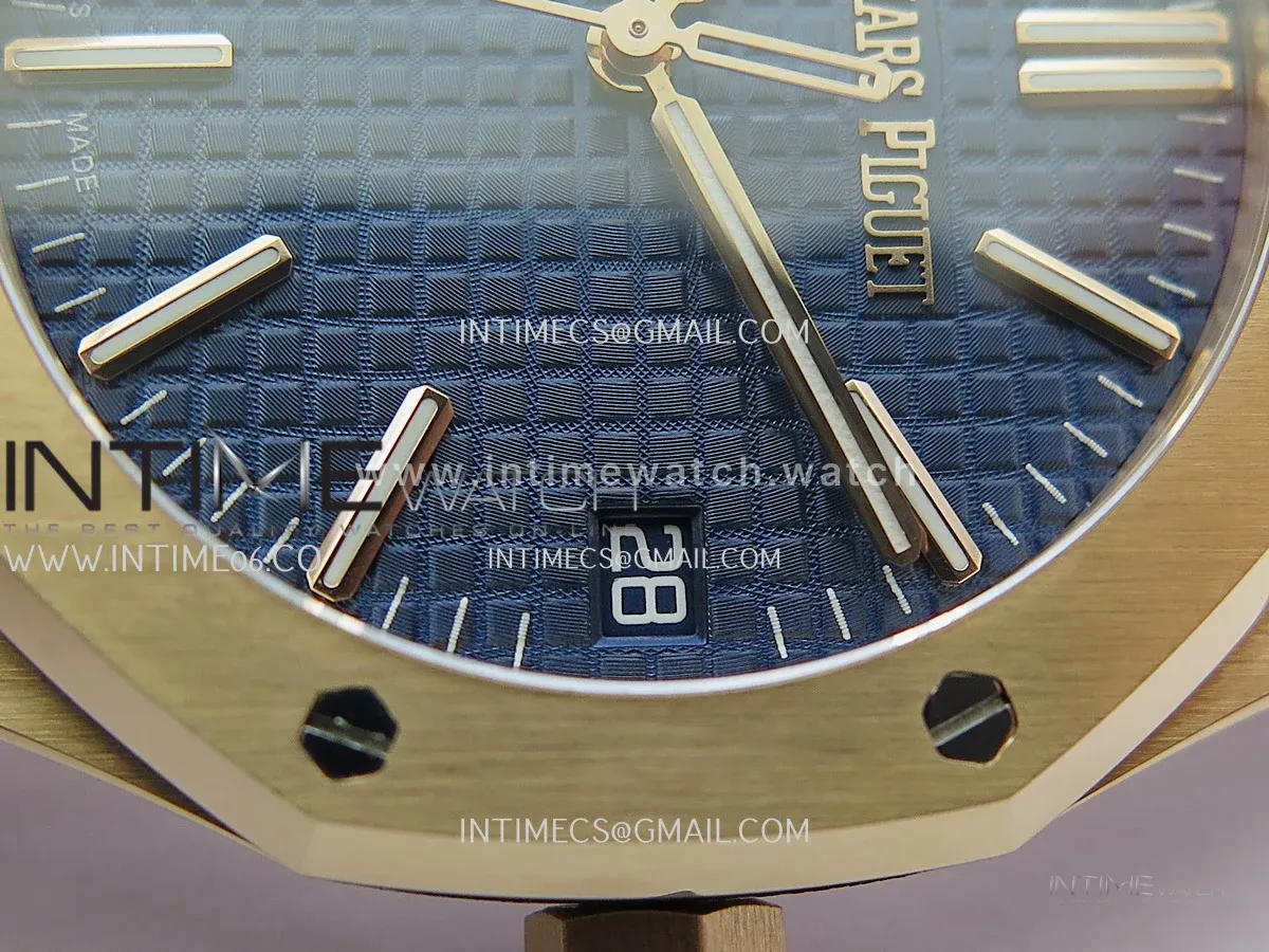 Royal Oak 41mm 15510 RG JF 1:1 Best Edition Blue Dial On RG Bracelet Super Clone DD4302 (Free Sprung Look)