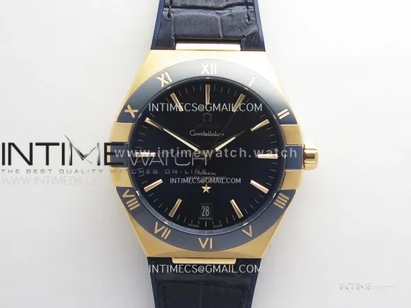Constellation 41mm Blue Ceramic Bezel RG VSF 1:1 Best Edition Blue Dial on Blue Gummy Strap A8900