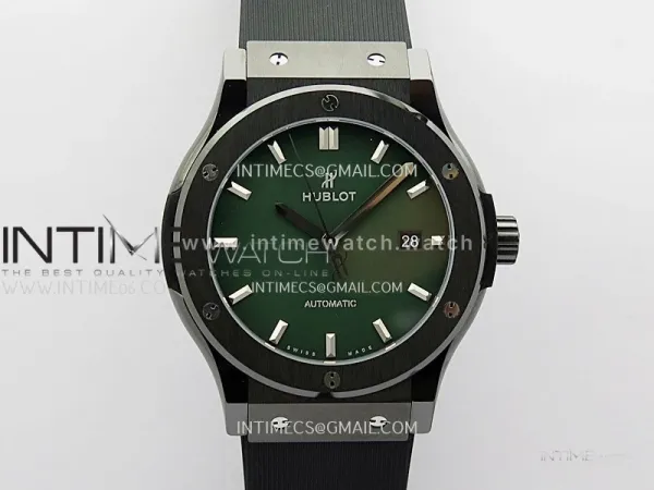Classic Fusion 42mm Ceramic JJZF 1:1 Best Edition Green Dial On Black Rubber Strap