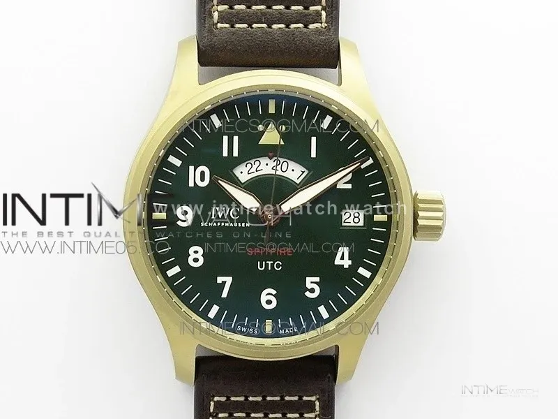 Pilot UTC Bronzo IW327101 ZF 1:1 Best Edition Dark Green Dial on Brown Leather Strap A35111