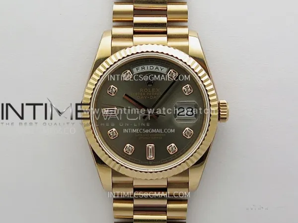 Day Date 128235 Gain Weight RG QF 1:1 Best Edition Gray Dial Diamond Markers on RG President Bracelet