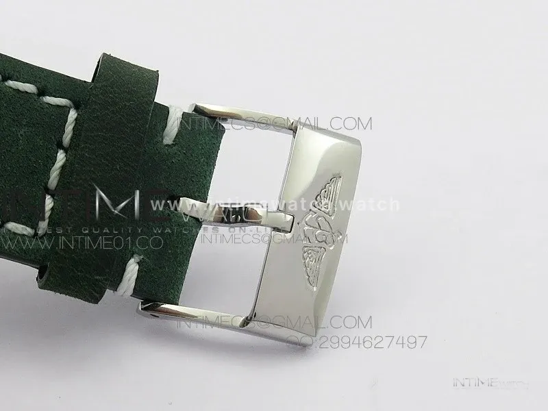 Seawolf SS 1:1 Best Edition SuperLumed Yellow Dial Number Markers on Green Leather Strap A2824(Super Thick Crystal)