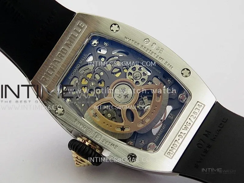 RM07 Paved Diamonds Bezel SS ZF Best Edition Diamonds Skeleton Dial On Black Rubber Strap Asian CRMA2 Clone