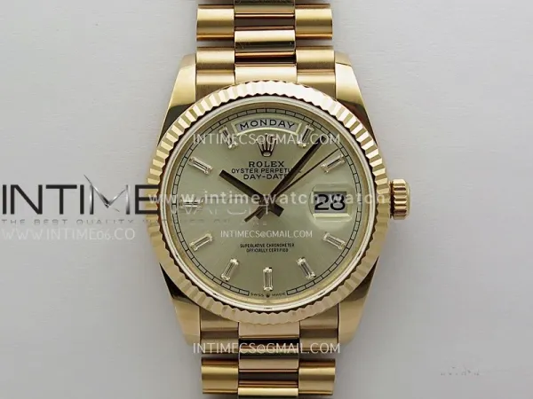 Day Date 128235 Gain Weight RG QF 1:1 Best Edition Champagne Dial Diamond Markers on RG President Bracelet