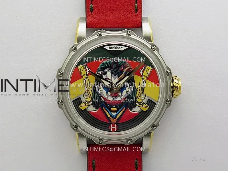 Hankham Joker Two Tone on Red Leather Strap MIYOTA 8215