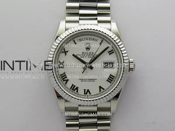Day Date 128239 36mm KF 1:1 Best Edition White Dial Roman Marker On President Bracelet A2836 (Gain Weight)