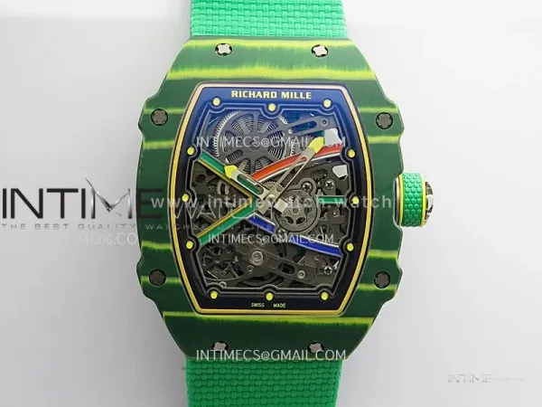 RM67-02 Brazil Green NTPT Umi Office 1:1 Beat Edition Blue/Red/Green Skeleton Dial On Green Nylon Strap CRMA7 Clone V2
