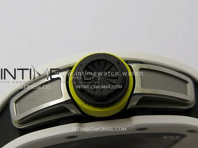 RM061 White Ceramic ZF 1:1 Best Edition On Yellow Rubber Strap RMUL2 Super Clone