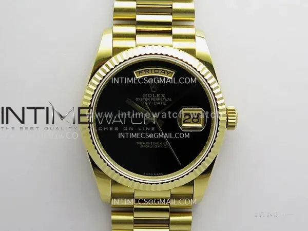 Day Date 128238 YG BP 1:1 Best Edition Black Dial On President Bracelet SA3255