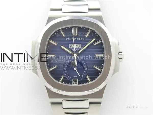 NAUTILUS 5726/1A-014 SS GRF 1:1 BEST EDITION BLUE DIAL WORKING ANNUAL CALENDARON SS BRACELET A.324
