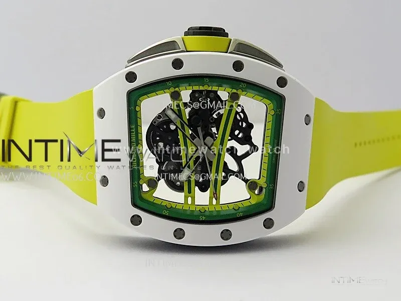 RM061 White Ceramic ZF 1:1 Best Edition On Yellow Rubber Strap RMUL2 Super Clone