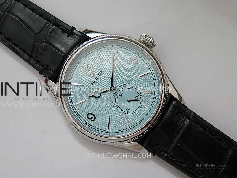 Perpetual 1908 52506 39mm SS ESF Ice Blue Dial On Black Leather Strap A7140