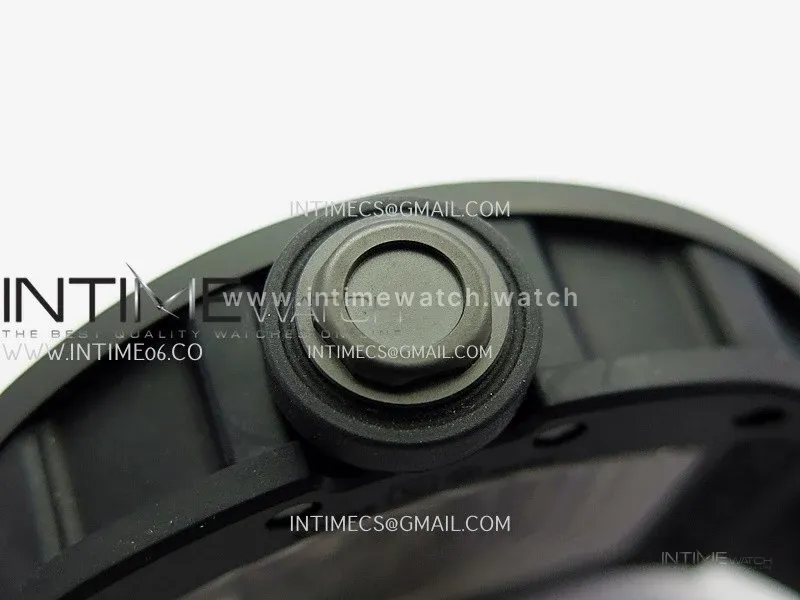 RM055 Black Case White Inner Bezel Umi Office 1:1 Best Edition Skeleton Dial Black Rubber Strap RMUL2 Super Clone (Free Sprung)