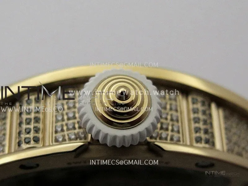 RM07 Full Paved Diamond RG ZF Best Edition Red Diamond Skeleton Dial On White Rubber Strap Asian CRMA2 Clone