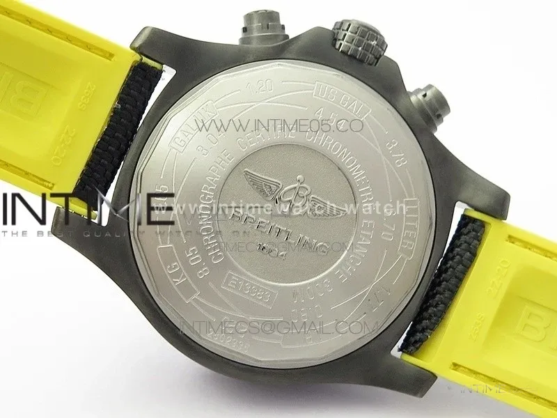 Avenger Bandit Titanium DLC B50 Best Edition Black Dial on Black/Yellow Gummy strap A7750