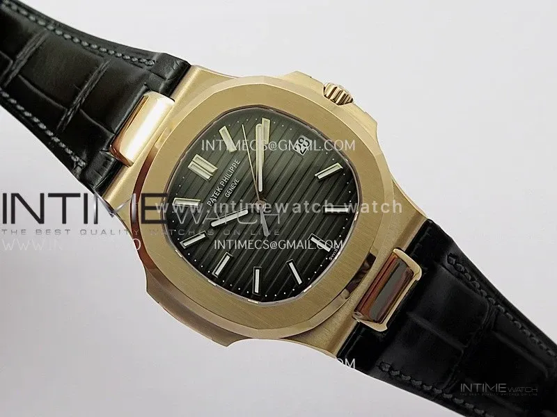 Nautilus 5711 Gain Weight DDF 1:1 Best Edition Gray Textured Dial On Black Leather Strap Super Clone DD324