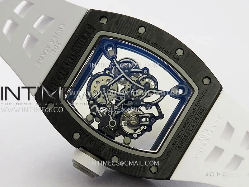 RM055 White Inner Bezel White Crown NTPT/Ti ZF 1:1 Best Edition On White Shark Rubber Strap RMUL2 Super Clone