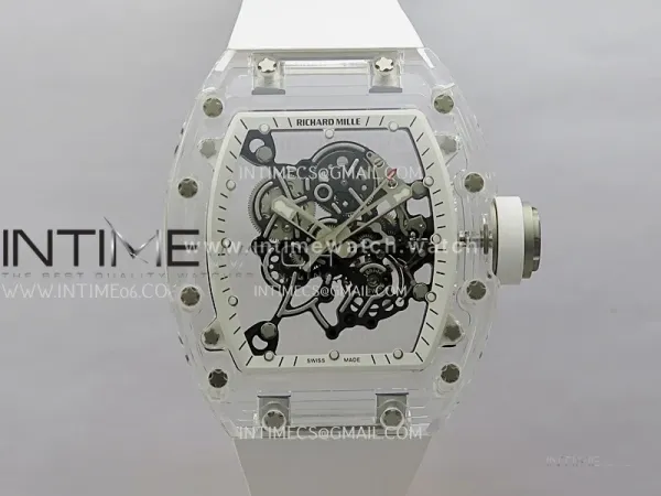 RM055 Transparent White Inner Sonic Best Edition Skeleton Dial On White Rubber Strap RMUL2 Super Clone