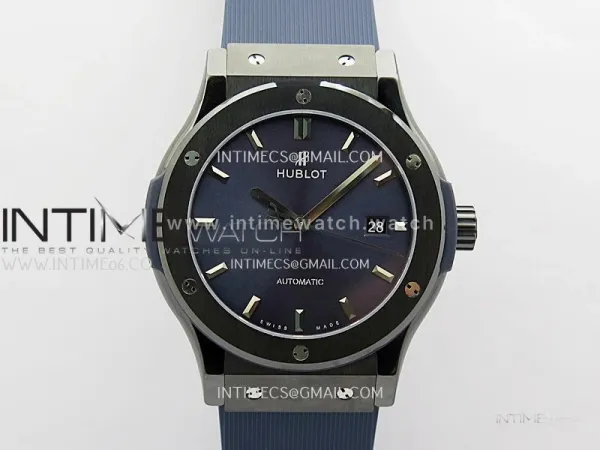 Classic Fusion 42mm Ceramic JJZF 1:1 Best Edition Blue Dial On Blue Rubber Strap
