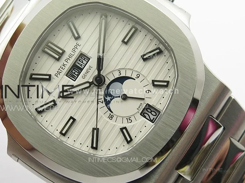 Nautilus 5726 Full Function SS PPF 1:1 Best Edition White Dial on SS Bracelet PPF324 (Free Tool)
