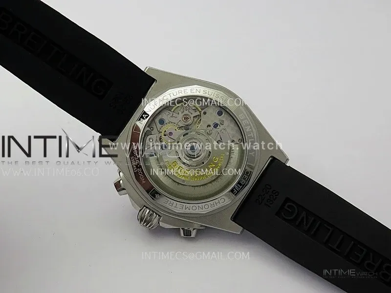 Chronomat B01 42mm SS TF 1:1 Best Edition Blue Dial Black Subdial on Black Rubber Strap A7750