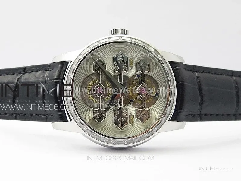 GP Bridges 41mm Tourbillon SS/T Crystal YSF Best Edition White Dial on Black Leather Strap