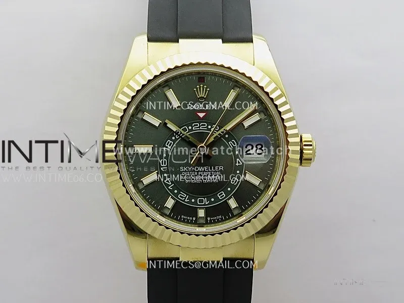 Sky-Dweller 336238 Gain Weight YG ZF 1:1 Best Edition Mint Green Dial on Oysterflex Rubber Strap Asian 2824