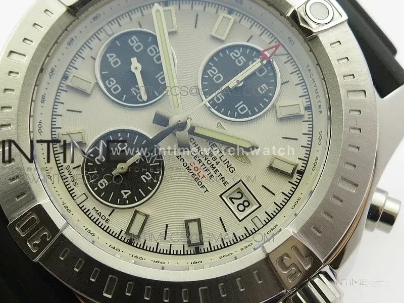 Challenger Chronograph SS White Dial on Rubber Strap A7750 (Free rubber strap)