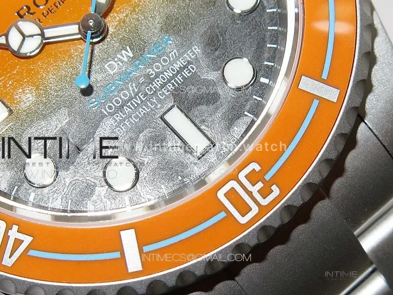 Submariner DIW Sandblasted VSF 1:1 Best Edition Orange Ceramic Bezel Orange/Black Dial on SS Bracelet VS3135