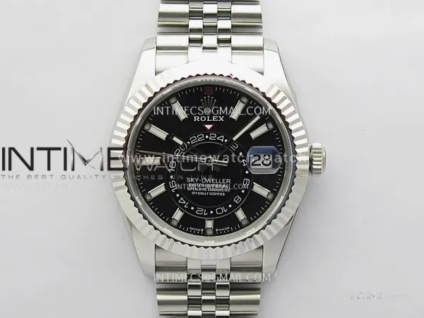 Sky-Dweller 326934 904L SS ZF 1:1 Best Edition Black Dial on Jubilee Bracelet Asian 2824