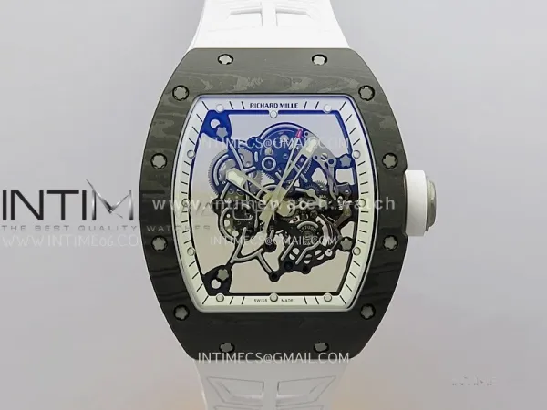 RM055 White Inner Bezel White Crown NTPT/Ti ZF 1:1 Best Edition On White Shark Rubber Strap RMUL2 Super Clone