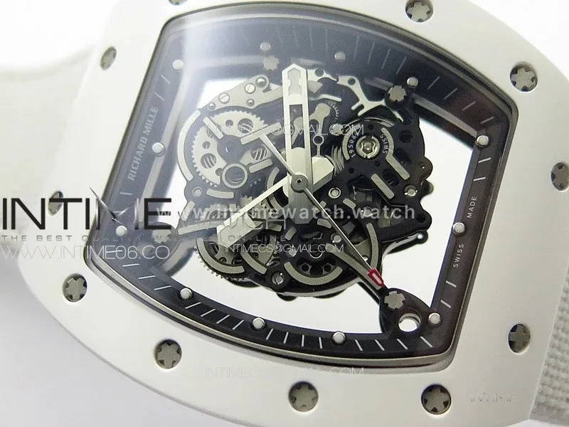 RM055 Real Ceramic Case KUF Best Edition White Crown on White Nylon Strap MIYOTA8215