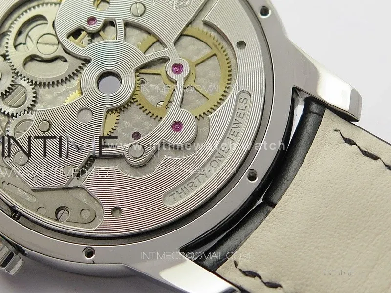 GP Bridges 41mm Tourbillon SS/T Crystal YSF Best Edition White Dial on Black Leather Strap