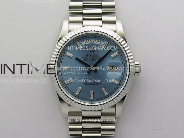 Day Date 128239 36mm KF 1:1 Best Edition Ice Blue Dial Ctystal Marker On President Bracelet A2836 (Gain Weight)