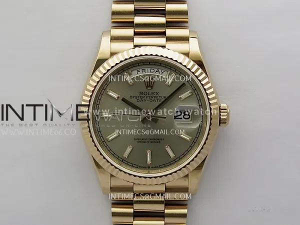 Day Date 128235 36mm RG KF 1:1 Best Edition RG Dial T Diamond Marker On President Bracelet A2836 (Gain Weight)