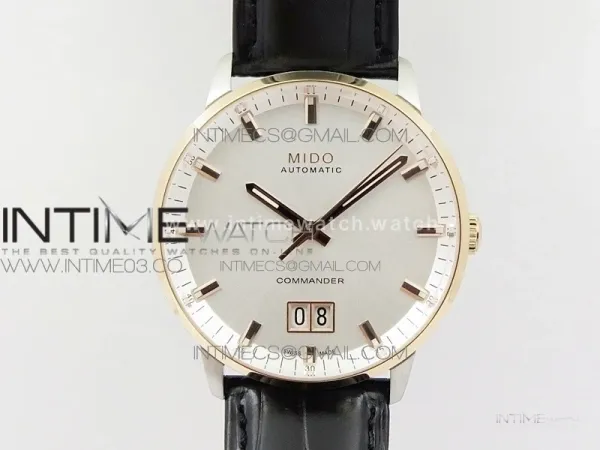 Commander SS/RG HGF 1:1 Best Edition White Dial On Black Leather strap A2824
