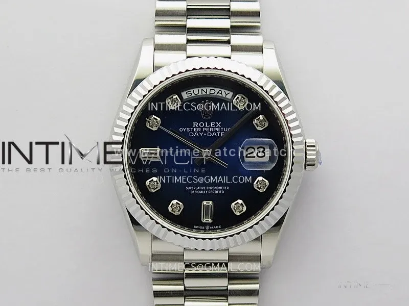 Day Date 128239 36mm KF 1:1 Best Edition Blue Ombre Dial Ctystal Marker On President Bracelet A2836 (Gain Weight)