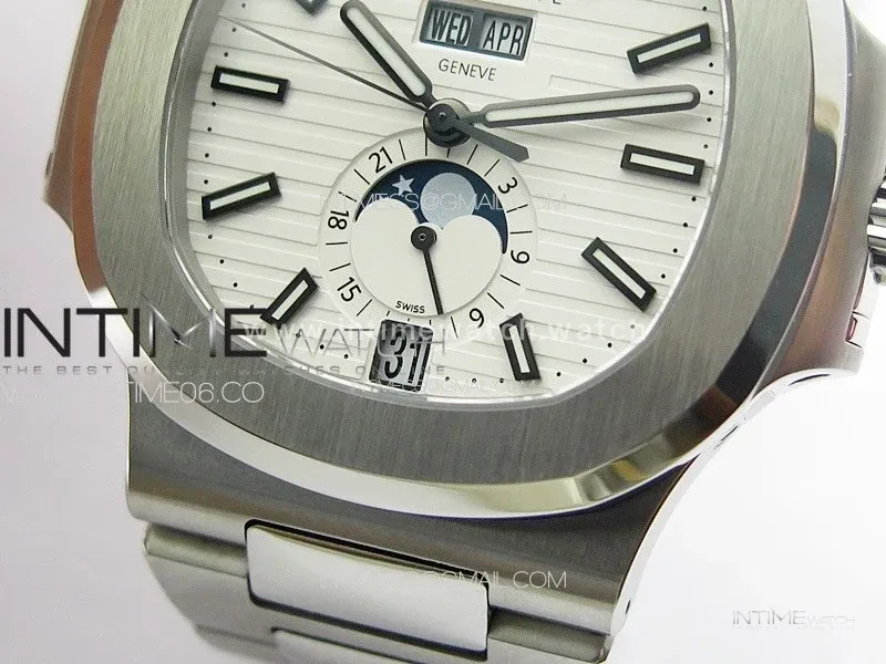 Nautilus 5726 Full Function SS PPF 1:1 Best Edition White Dial on SS Bracelet PPF324 (Free Tool)