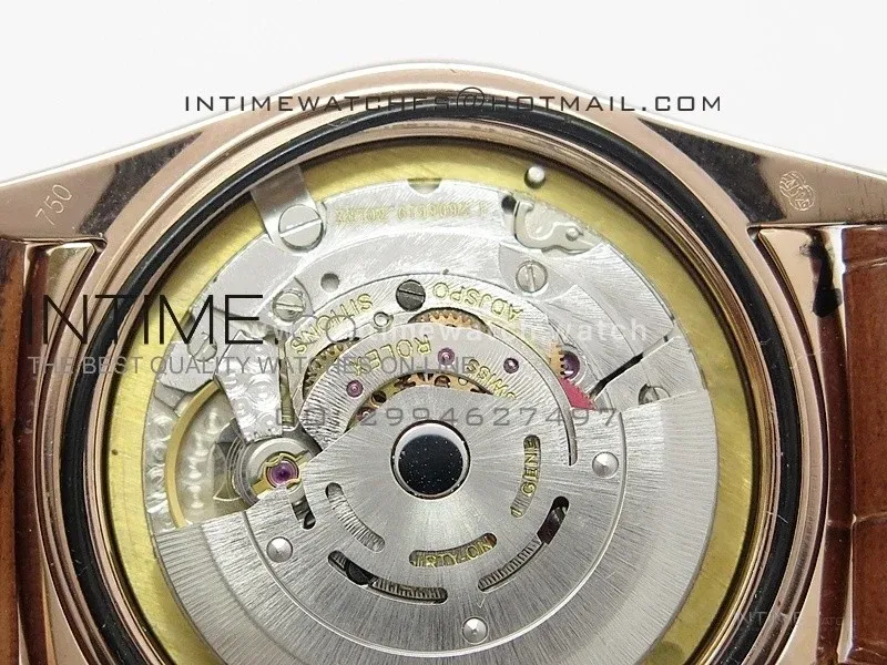 DayDate RG 36mm Brown Dial Diamond Bezel On Leather Strap
