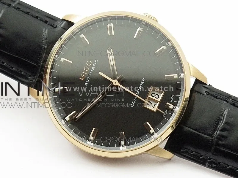 Commander RG HGF 1:1 Best Edition Black Dial On Black Leather strap A2824