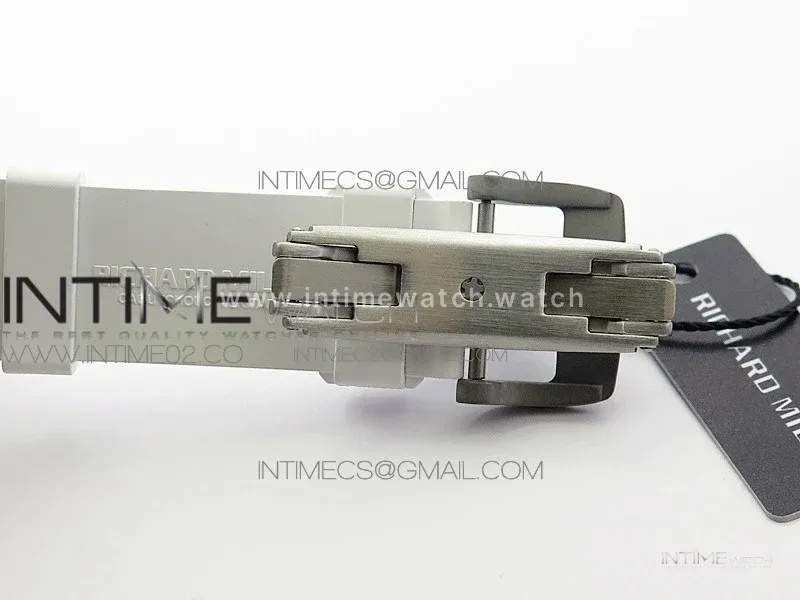RM055 Ti Case KVF Best Edition Carbon Bezel Skeleton Dial White Crown on White Rubber Strap MIYOTA8215