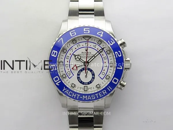 YachtMaster II 116680 Blue Ceramic Bezel SS KF 1:1 Best Edition White Dial on Bracelet A7750