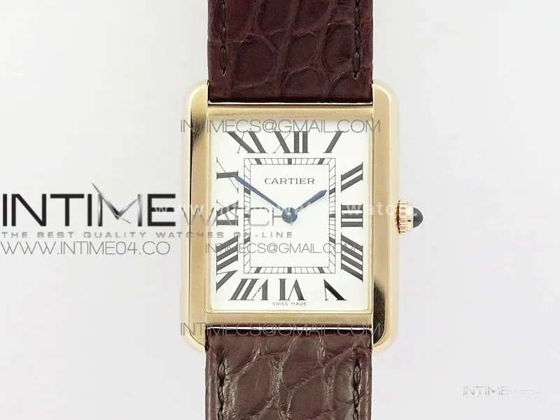 Tank Solo Ladies 28mm RG AF 1:1 Best Edition White Dial on Brown Leather Strap Ronda Quartz
