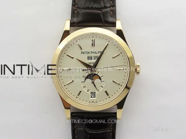 Annual Calendar Moonphase 5396 RG PPF 1:1 Best Edition White Sticks Dial on Brown Leather Strap PPF324