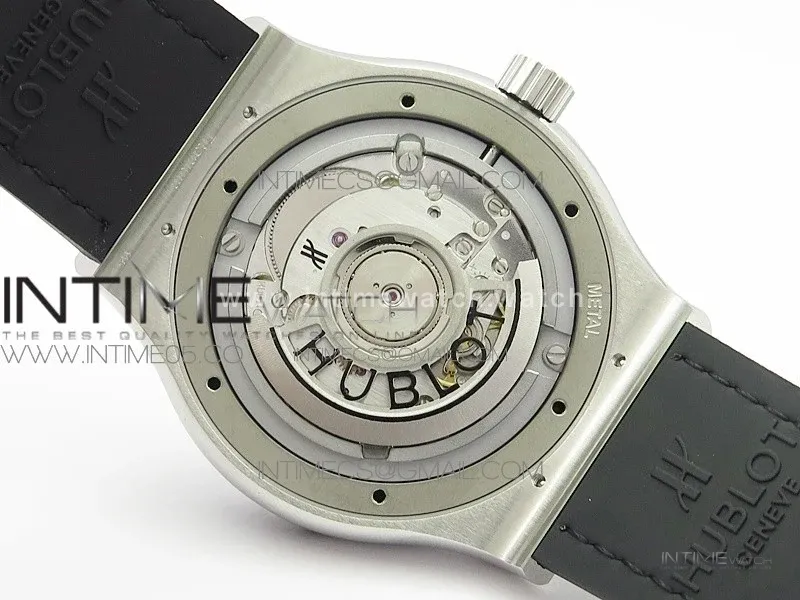 Classic Fusion 42mm SS B50F Black Dial On Black Gummy Strap A2892