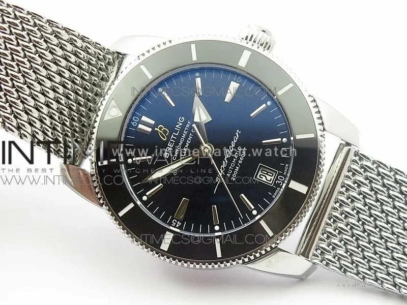 SuperOcean 42mm AB2010 SS GF 1:1 Best Edition Black Dial Black Ceramic Bezel on SS Bracelet A2824